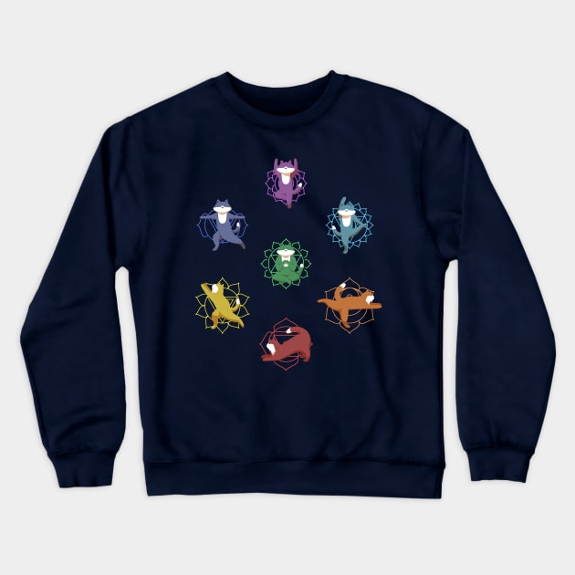 The Seven Chakras on The Cat's Body Crewneck Sweatshirt by artofiwan